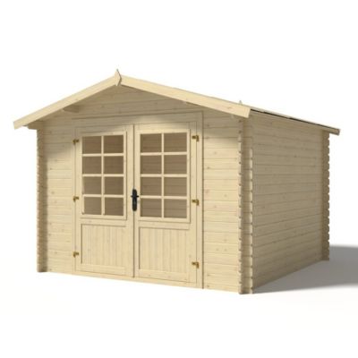 Abri de jardin en bois - 9m2 - 3x3m - Ep. 28mm - Couleur: naturel - DOM530