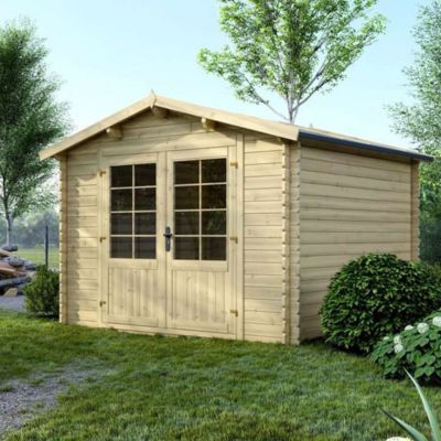 Abri de jardin en bois - 9m2 - 3x3m - Ep. 28mm - Couleur: naturel - DOM530