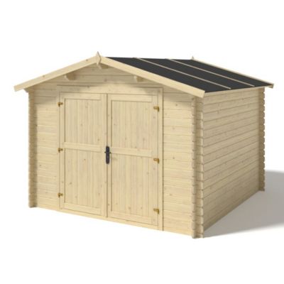 Abri de jardin en bois - 9m2 - 3x3m - Ep. 28mm - Couleur: naturel - DOM531