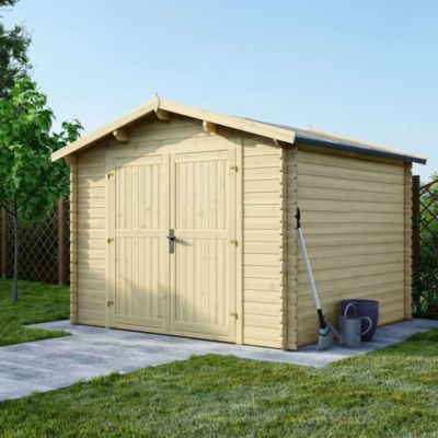 Abri de jardin en bois - 9m2 - 3x3m - Ep. 28mm - Couleur: naturel - DOM531