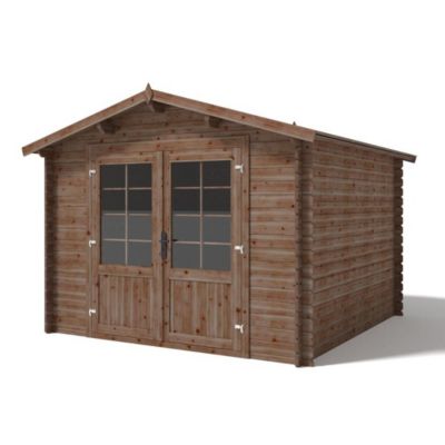 Abri de jardin en bois - 9m2 - 3x3m - Traité - Ep. 28mm - Couleur: marron - DOM427