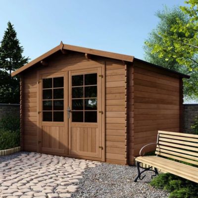 Abri de jardin en bois - 9m2 - 3x3m - Traité - Ep. 28mm - Couleur: marron - DOM427