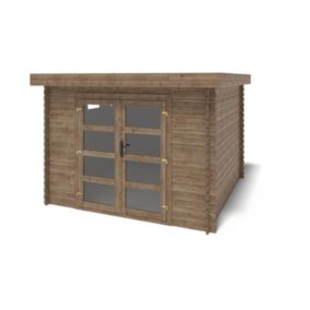 Abri de jardin en bois - 9m2 - 3x3m - Traité - Ep. 28mm - Couleur: marron - DOM629