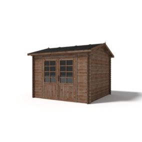 Abri de jardin en bois - 9m2 - 3x3m - Traité - Ep. 28mm - Couleur: marron - DOM636