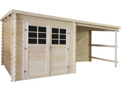 Abri de jardin en bois avec auvent "Montval"  14 m²  28 mm