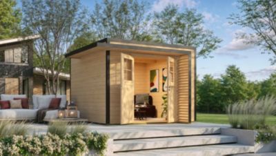 Abri de jardin en bois avec auvent Weka Amberley 4 surface totale extérieure 9m²