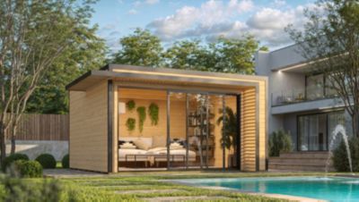 Abri de jardin en bois avec auvent Weka Amberley 9 surface totale extérieure 16m²