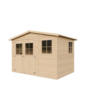 Abri de jardin en bois AVEC LES PLANCHERS IMPRÉGNÉ- 6m2 M334+M334G - Timbela