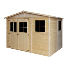 Abri de jardin en bois AVEC LES PLANCHERS IMPRÉGNÉ- 6m2 Timbela M334+M334G