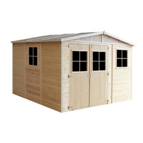 Abri de Jardin en Bois AVEC LES PLANCHERS IMPRÉGNÉ - - H226x316x324 cm/9 m²-  TIMBELA M335+M335G