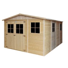 Abri de Jardin en Bois AVEC LES PLANCHERS IMPRÉGNÉ - H226x324x416 cm/12 m²-  TIMBELA M336+M336G