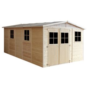 Abri de jardin en bois AVEC LES PLANCHERS IMPRÉGNÉ - - H226x324x516 cm/15 m² - TIMBELA M337+M337G