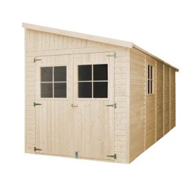 Abri de Jardin en Bois (avec paroi latérale) LES PLANCHERS IMPRÉGNÉ- 10 m2- TIMBELA M341A+M341G