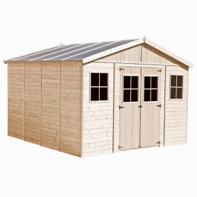 Abri de jardin en bois AVEC PLANCHER IMPRÉGNÉ - H246 x 418 x 420 cm/ 16 m² - M330+M330G