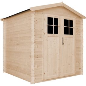 Abri de jardin en bois AVEC SOL TRAITÉ porte verrouillable de haute qualité -  3.53 m2 - TIMBELA M343F+M343G