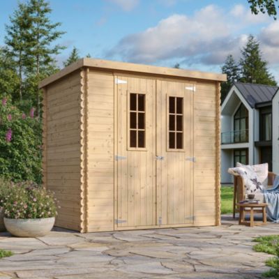 Abri de jardin en bois AVEC SOL TRAITÉ - Stockage extérieur l204xL142xH200cm//2.22m2 - TIMBELA M311C+M311G