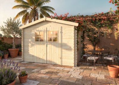 Abri de jardin en bois Elena - WHITE WOOD - ép.28 mm - Bois naturel
