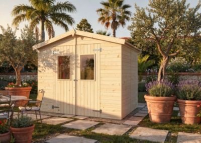 Abri de jardin en bois Eliisa - WHITE WOOD - ép.12 mm - Bois naturel