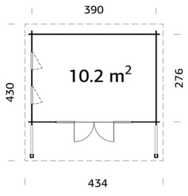 Abri de jardin en bois épicéa Caroline Palmako ep. 44mm 10,2m²