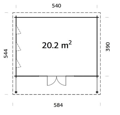 Abri de jardin en bois épicéa Caroline Palmako ép.44mm 20,2m²