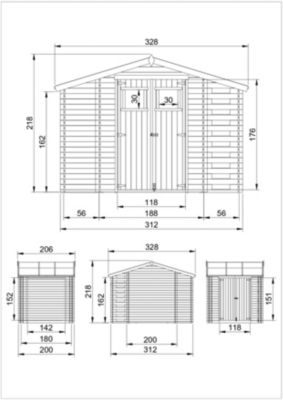 Abri de jardin en bois et range bûches AVEC SOL TRAITÉ - 3,53 + 0,97+0,97 m2 -  TIMBELA M389+M389G