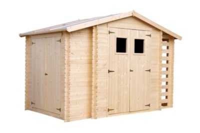 Abri de jardin en bois et range bûches extérieur - 3,53 + 0,97+0,97 m2 -  TIMBELA M389