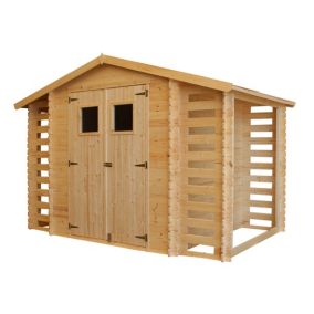 Abri de jardin en bois et range bûches extérieur - 3,53 + 0,97+0,97 m2 - TIMBELA M391