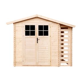 Abri de jardin en bois et range bûches extérieur - 3,53 + 0,97 m2 - TIMBELA M386F