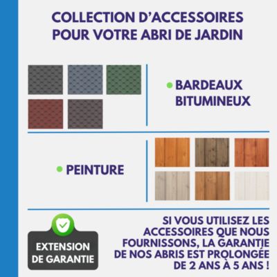 Abri de jardin en bois et range bûches extérieur - I206xL272xH218 cm/ 3,53 + 0,97 m2 - M386C - Timbela