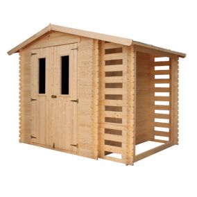 Abri de jardin en bois et range bûches extérieur - I206xL272xH218 cm/ 3,53 + 0,97 m2 - TIMBELA M386C