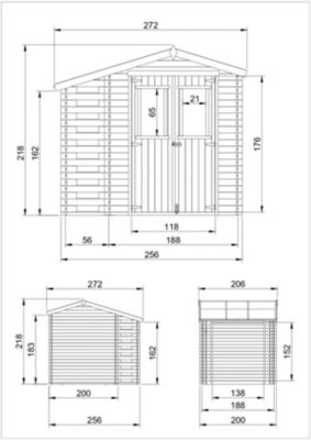 Abri de jardin en bois et range bûches extérieur - I206xL272xH218 cm/ 3,53 + 0,97 m2 - TIMBELA M386C