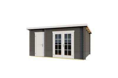 Abri de jardin en bois gris anthracite Belmont 2 Lasita Maja surface extérieure totale 14,88m²