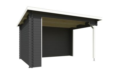 Abri de jardin en bois gris anthracite Buffalo 380 Lasita Maja surface totale extérieure 13,7m²