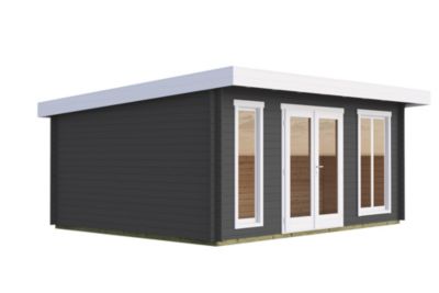 Abri de jardin en bois gris anthracite Dorset 3 Lasita Maja surface totale extérieure 25,3m²