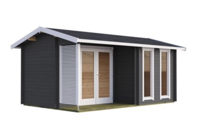 Abri de jardin en bois gris anthracite Riverside Lasita Maja surface totale extérieure 19,98m²