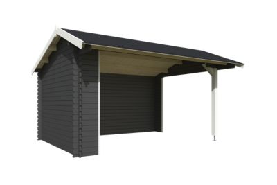 Abri de jardin en bois gris anthracite San Diego Lasita Maja surface totale extérieure 19,1m²