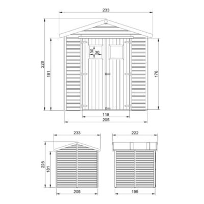 Abri de Jardin en Bois - H228x222x233 cm/4,2 m² - M351 - Timbela