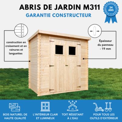 Abri de jardin en bois l204xL142xH200cm/2.22m2 M311 - Timbela