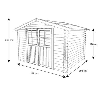 Abri de jardin en bois LETO 4.9 m2 traité autoclave marron qualité premium.