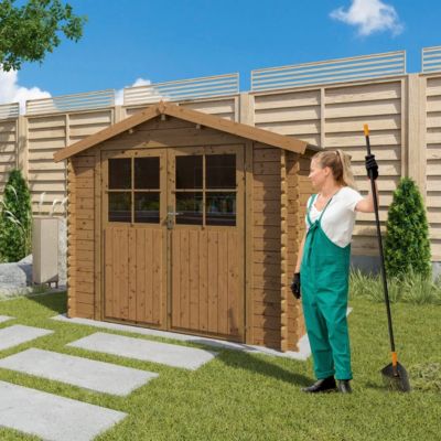 Abri de jardin en bois LETO 4.9 m2 traité autoclave marron qualité premium.
