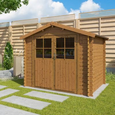 Abri de jardin en bois LETO 4.9 m2 traité autoclave marron qualité premium.