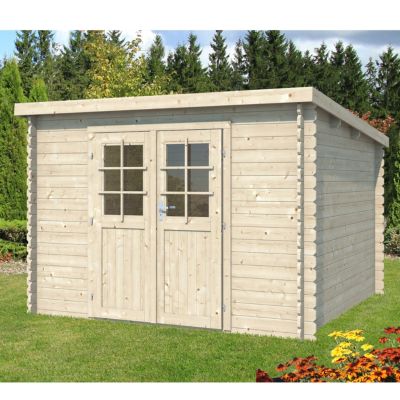 Abri de jardin en bois mono pente de 6,16m² avec double porte