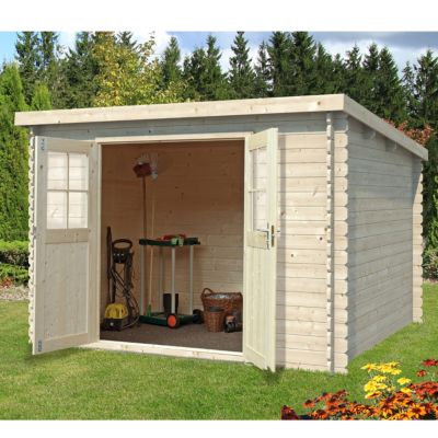 Abri de jardin en bois mono pente de 6,16m² avec double porte