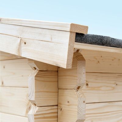 Abri de jardin en bois mono pente de 7,5m² avec auvent de 11m²