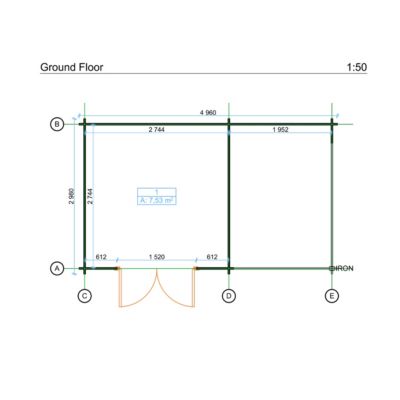 Abri de jardin en bois mono pente de 7,5m² et auvent de 5,5m²
