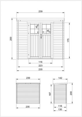 Abri de jardin en bois -porte verrouillable de haute qualité - 2.63 m2 - M310F - Timbela