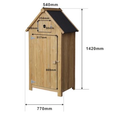 Abri de Jardin en Bois Rangement - Toit en Bitume - 770x540x1370mm Jardin Terrasse & Balcon