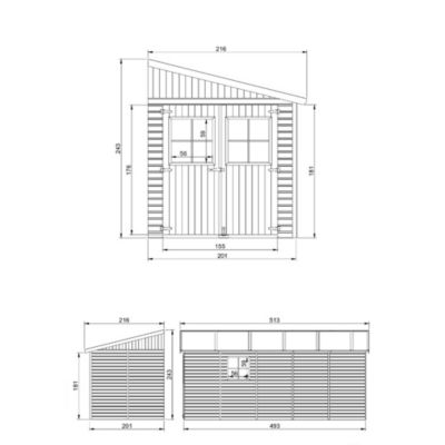 Abri de Jardin en Bois (sans paroi latérale) - 10 m2 - M341 - Timbela