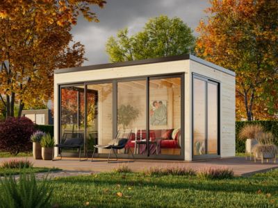 Abri de jardin en bois Serena 2 Palmako double vitrage surface extérieure totale 13.4m²