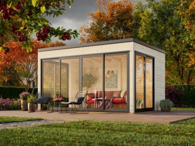 Abri de jardin en bois Serena 2 Palmako simple vitrage surface extérieure totale 13.4m²